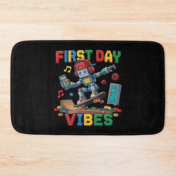 Item preview, First Day Vibes Skater Robot Skateboard School Blocks designed and sold by Krasnovaovaova.