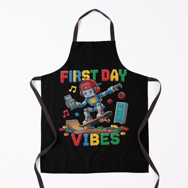 Item preview, First Day Vibes Skater Robot Skateboard School Blocks designed and sold by Krasnovaovaova.