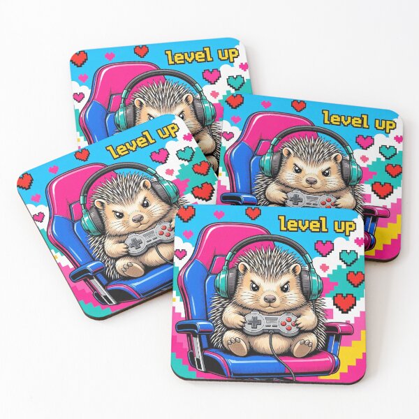 Item preview, Funny Level Up Gamer Hedgehog Retro Pop Art designed and sold by ElvisVintagePosters.