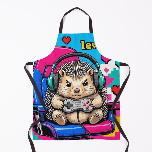 Item preview, Funny Level Up Gamer Hedgehog Retro Pop Art designed and sold by ElvisVintagePosters.