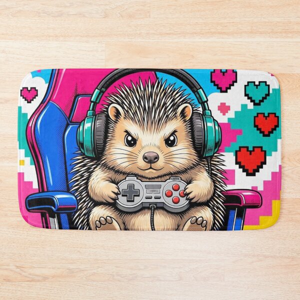 Item preview, Funny Level Up Gamer Hedgehog Retro Pop Art designed and sold by ElvisVintagePosters.