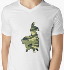 Camiseta para hombre de cuello en v lama mimético