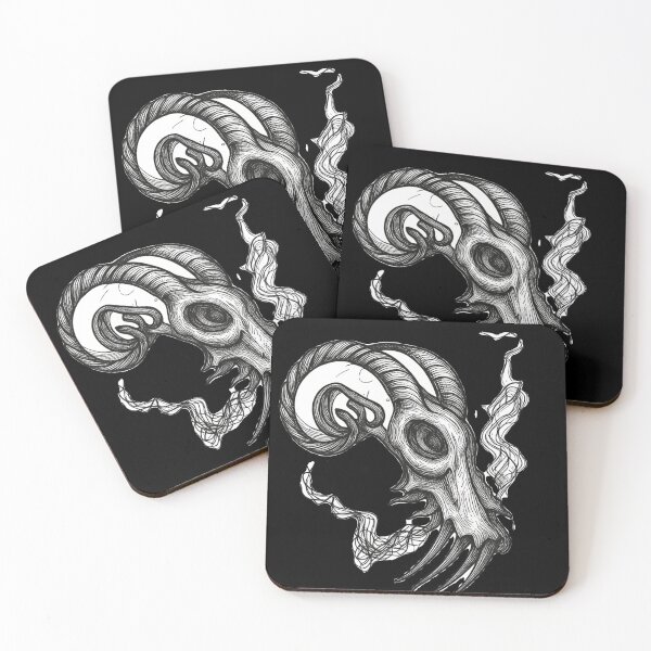 Item preview, Gothic Ram Skull Tattoo - Detailed Gray Shading designed and sold by Ideniquo.