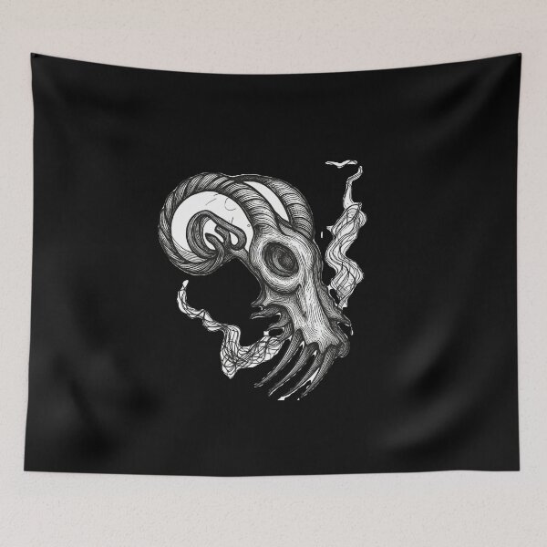Item preview, Gothic Ram Skull Tattoo - Detailed Gray Shading designed and sold by Ideniquo.