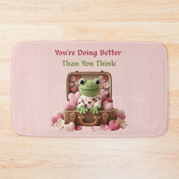 Item preview, Cute Frog Mental Health Quote Shirt | Positive Frog Lover Gift | Self Love Frog | Motivational Frog Sticker | Cute Crochet Frog Aesthetic designed and sold by Basma Designs | Funny Shirts, Stickers & Mugs.