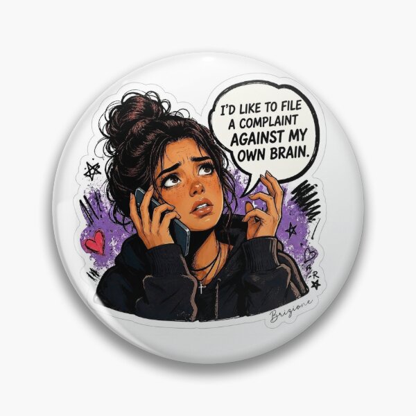 Item preview, Complaint Against My Brain Funny Sticker designed and sold by Brizione88.