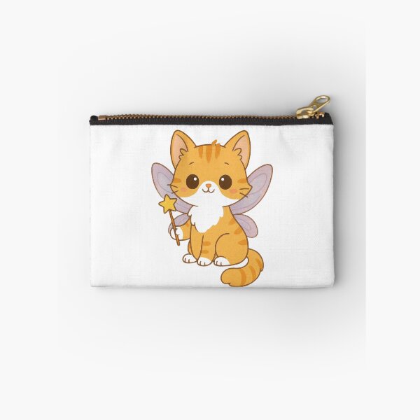 Item preview, Fairy Cat Design – Cute Yellow Cat with Wings & Magic Wand designed and sold by CosmicCutouts.