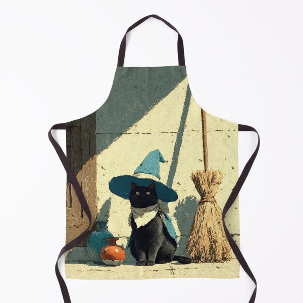 Item preview, Sunlit Black Cat Wizard with Broom designed and sold by colorful-white.