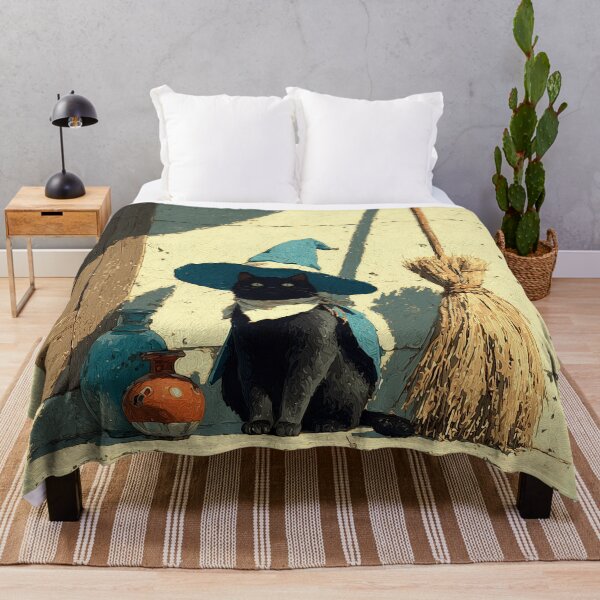 Item preview, Sunlit Black Cat Wizard with Broom designed and sold by colorful-white.