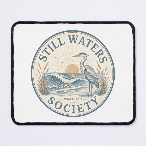 Item preview, Still Waters Society Psalm 23:2 Christian Heron Nature Vintage Faith Design designed and sold by SoulThread Studio.