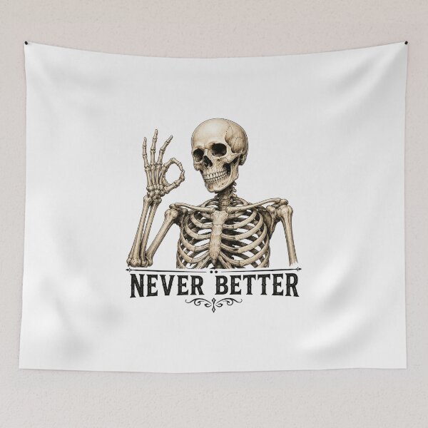 Item preview, Never Better Skeleton Funny Halloween Skull | Gothic Vintage Graphic Tee designed and sold by HectorStore11.