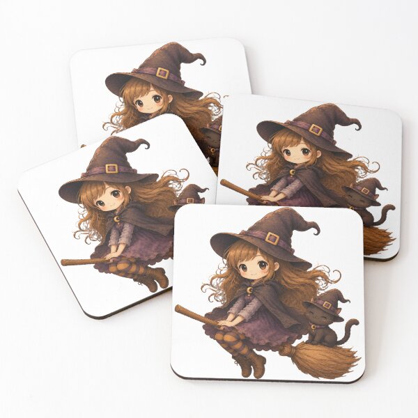 Item preview, Kawaii Witch on a Broom – Cute Black Cat designed and sold by CosmicCutouts.