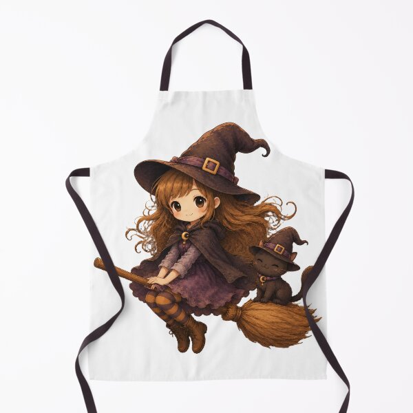 Item preview, Kawaii Witch on a Broom – Cute Black Cat designed and sold by CosmicCutouts.