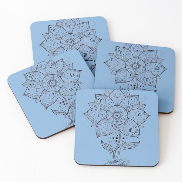 Item preview, Mystic Zodiac Lotus Flower Celestial Line Art designed and sold by MysticVargas.
