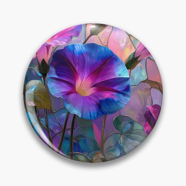 Item preview, Flores de campanilla radiantes | Vibrante arte floral en vidrieras de color púrpura designed and sold by Sophie and Lauren.