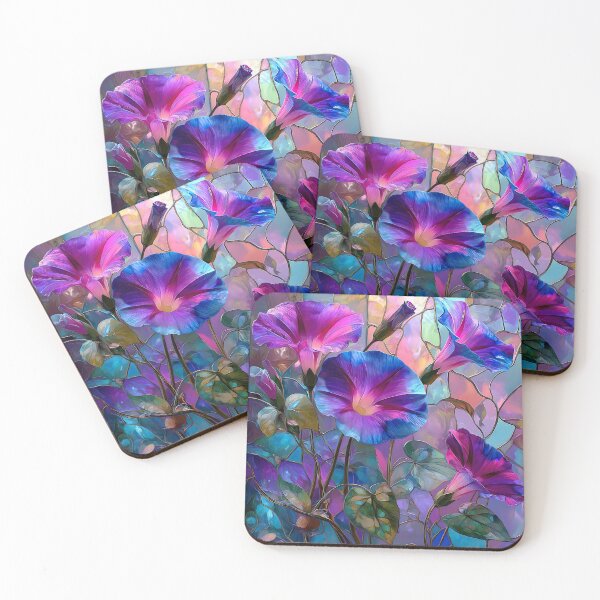 Item preview, Radiant Morning Glory Blooms | Vibrant Purple Floral Stained Glass Art designed and sold by Sophie and Lauren.