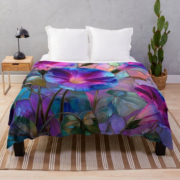 Item preview, Radiant Morning Glory Blooms | Vibrant Purple Floral Stained Glass Art designed and sold by Sophie and Lauren.