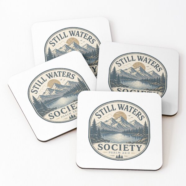 Item preview, Still Waters Society Psalm 23:2 Christian Mountain Lake Vintage Nature Design designed and sold by SoulThread Studio.