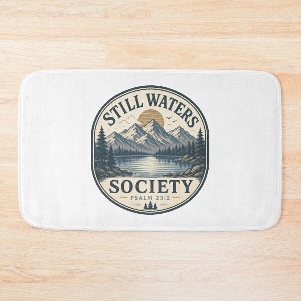 Item preview, Still Waters Society Psalm 23:2 Christian Mountain Lake Vintage Nature Design designed and sold by SoulThread Studio.