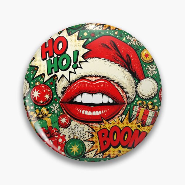 Item preview, Christmas Pop Art Lips HO BOOM - Retro Santa Comic Holiday designed and sold by Natalia-Vlad.
