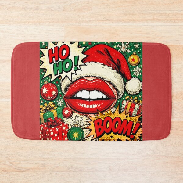 Item preview, Christmas Pop Art Lips HO BOOM - Retro Santa Comic Holiday designed and sold by Natalia-Vlad.