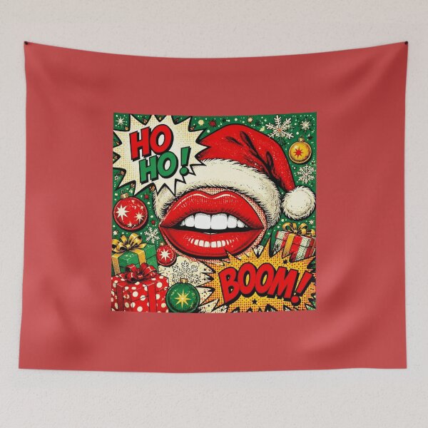 Item preview, Christmas Pop Art Lips HO BOOM - Retro Santa Comic Holiday designed and sold by Natalia-Vlad.