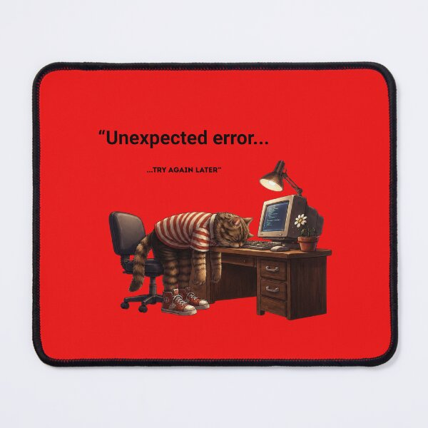 Item preview, Exhausted IT Cat Sleeping on Keyboard Unexpected Error Meme Art designed and sold by UmSkelig834.