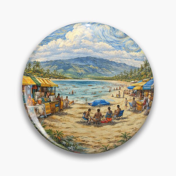 Item preview, Dreamy Puerto Rico Caribbean Beach scene - in the AI style of Van Gogh designed and sold by www.elyunqueprints.store.