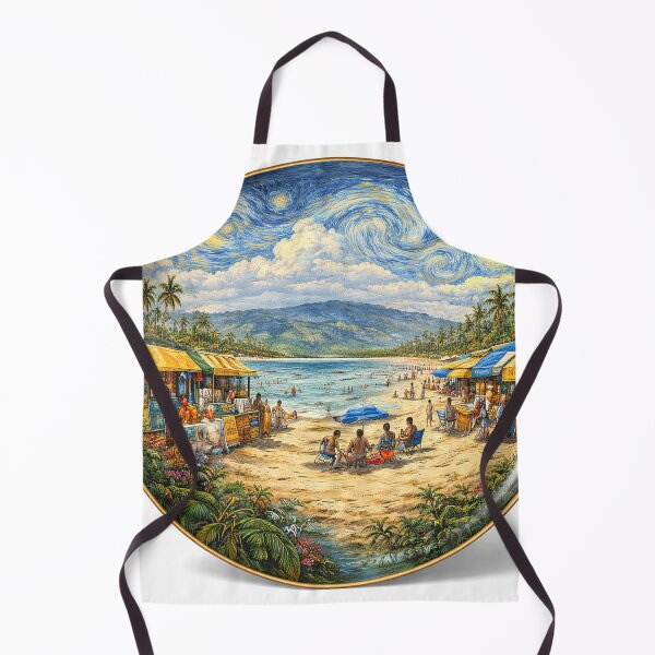 Item preview, Dreamy Puerto Rico Caribbean Beach scene - in the AI style of Van Gogh designed and sold by www.elyunqueprints.store.