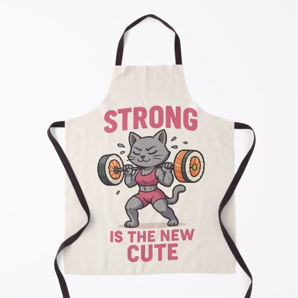 Item preview, Strong Is The New Cute - Funny Gym Cat Weightlifting Sushi Barbell designed and sold by Good-Weather86.