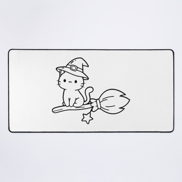 Item preview, Cute Witch Cat Riding a Broom designed and sold by Mystic & Celestial Art.