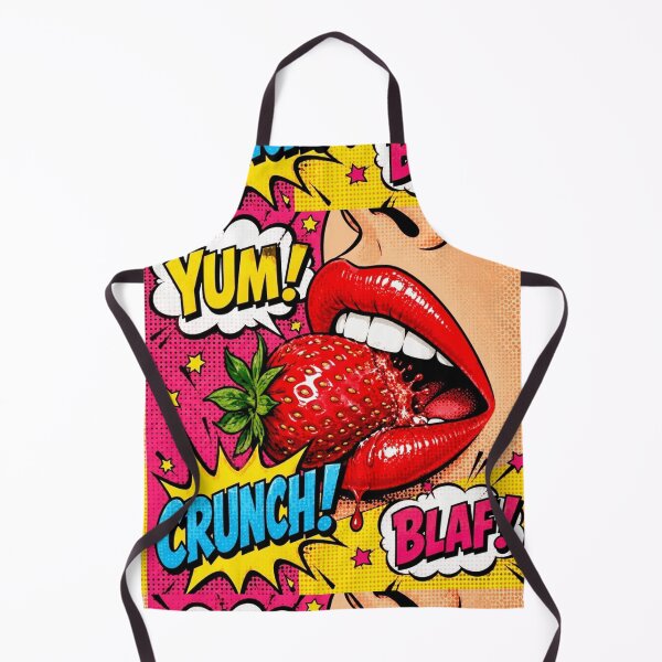 Item preview, Pop Art Lips Eating Strawberry YUM CRUNCH BLAF - Retro Comic Food designed and sold by Natalia-Vlad.