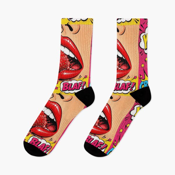 Item preview, Pop Art Lips Eating Strawberry YUM CRUNCH BLAF - Retro Comic Food designed and sold by Natalia-Vlad.