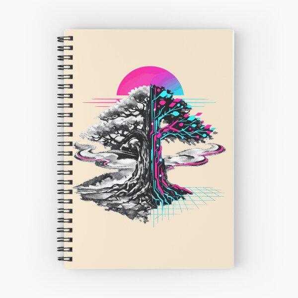 Item preview, Neon Retro Synthwave Sumi-E Cybernetic Tree designed and sold by KungPowUnicorn.
