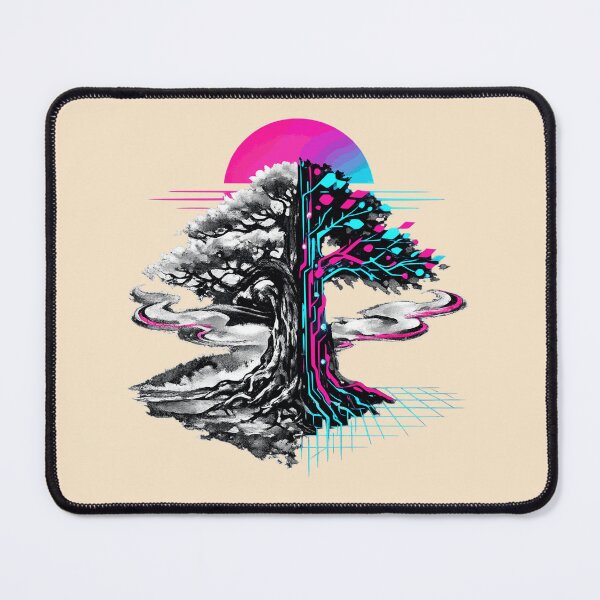 Item preview, Neon Retro Synthwave Sumi-E Cybernetic Tree designed and sold by KungPowUnicorn.