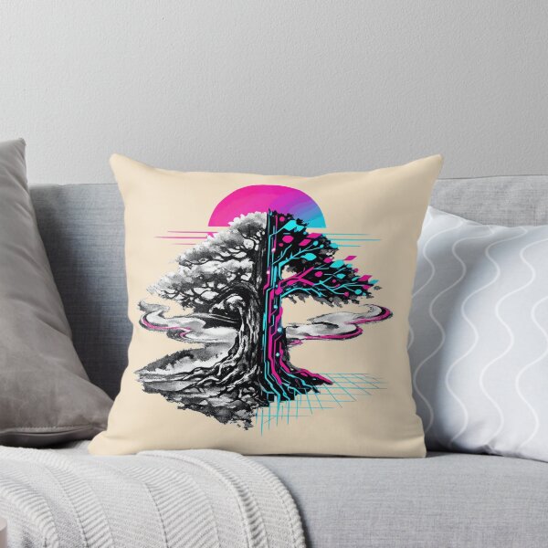 Item preview, Neon Retro Synthwave Sumi-E Cybernetic Tree designed and sold by KungPowUnicorn.