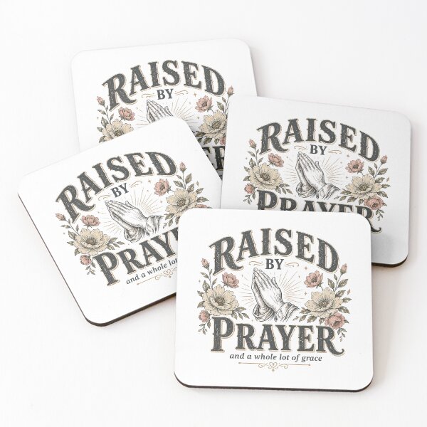 Item preview, Raised by Prayer and a Whole Lot of Grace Christian Faith Floral Vintage Design designed and sold by SoulThread Studio.