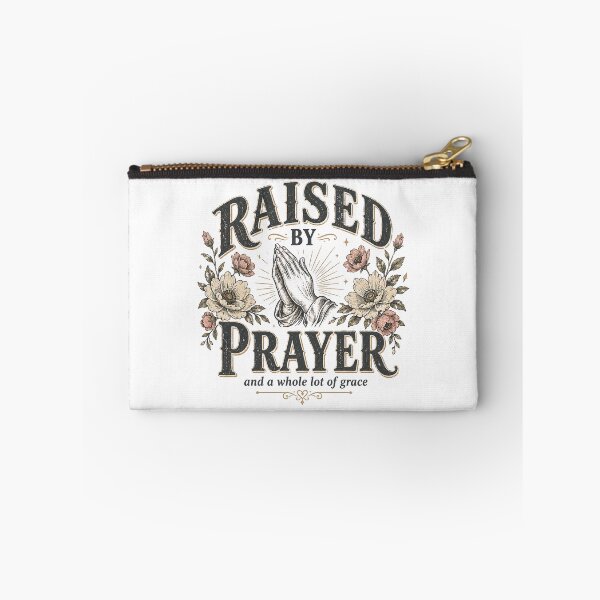 Item preview, Raised by Prayer and a Whole Lot of Grace Christian Faith Floral Vintage Design designed and sold by SoulThread Studio.