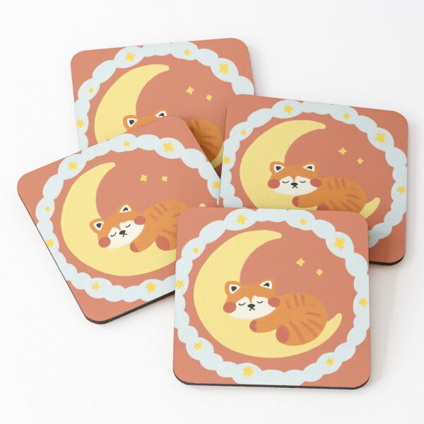 Item preview, Cute Sleeping Fox on the Moon Whimsical Nursery Art designed and sold by The Emoji Vibe.