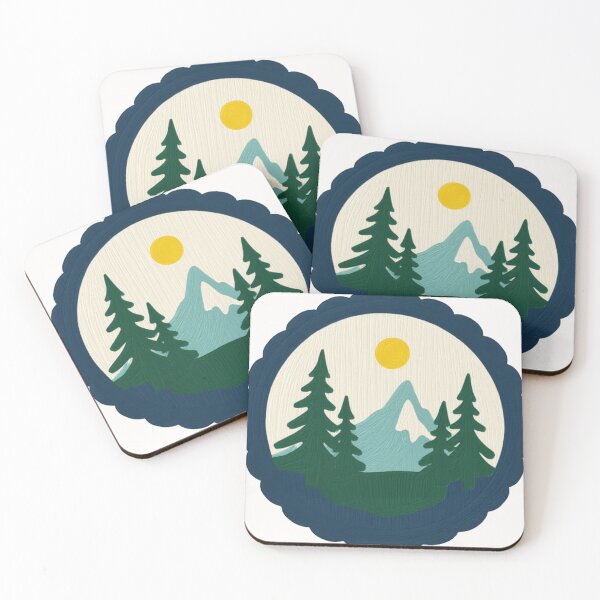 Item preview, Minimalist Mountain Landscape Vintage Pine Trees and Sun designed and sold by The Emoji Vibe.