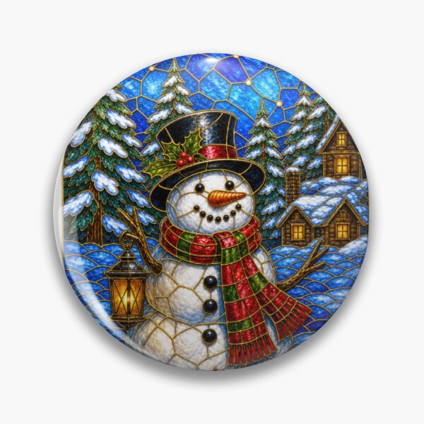 Item preview, Stained Glass Christmas Snowman | Winter Holiday Lantern Scene designed and sold by Sophie and Lauren.