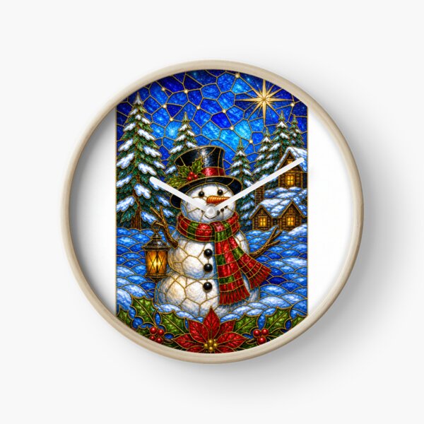 Item preview, Stained Glass Christmas Snowman | Winter Holiday Lantern Scene designed and sold by Sophie and Lauren.
