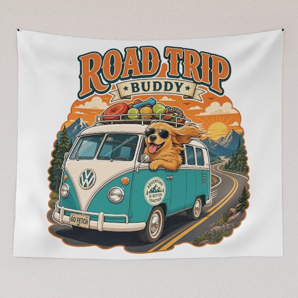 Item preview, Golden Retriever Road Trip designed and sold by zoughlal.