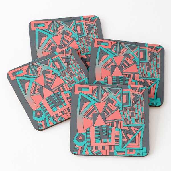 Item preview, Neon Pulse: Abstract Geometric Collision in Teal and Coral designed and sold by Alimehab | Graphic tees | Design & Art.