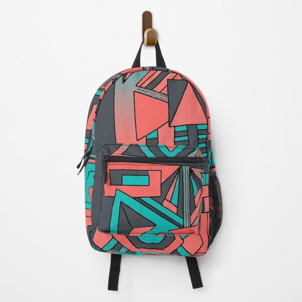 Item preview, Neon Pulse: Abstract Geometric Collision in Teal and Coral designed and sold by Alimehab | Graphic tees | Design & Art.