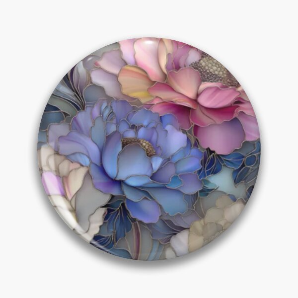 Item preview, Blush & Blue Peony Bouquet | Elegant Stained Glass Floral Art designed and sold by Sophie and Lauren.