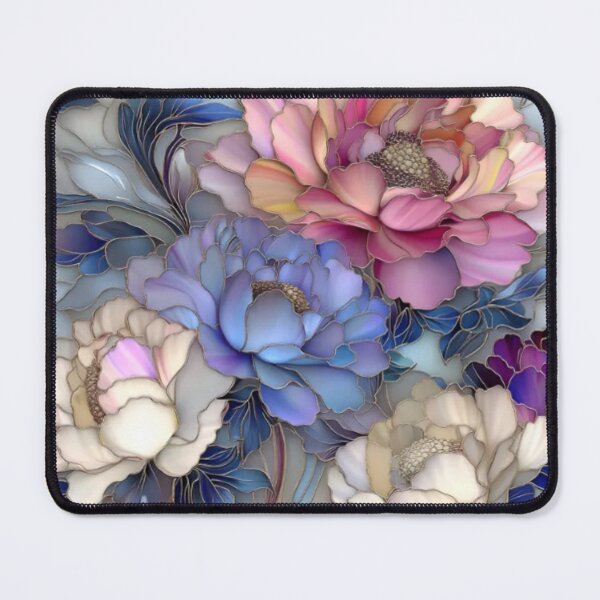 Item preview, Blush & Blue Peony Bouquet | Elegant Stained Glass Floral Art designed and sold by Sophie and Lauren.