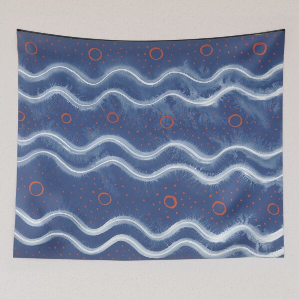 Item preview, Blue Wave Orange Circles designed and sold by The Ravens Ballad.