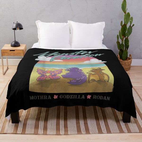 Item preview, Monster Vacation Dinosaur Kaiju Moth Giant Butterfly Beach Sunset Graphic designed and sold by BrandyFreika.