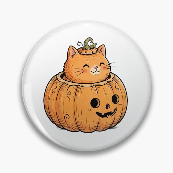 Item preview, Vintage Kawaii Pumpkin Cat Halloween Line Art Sticker designed and sold by Ink & Void Co..